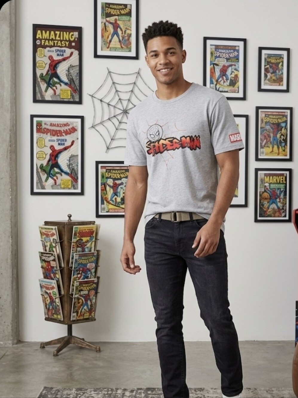Marvel Spider-Man Graphic Tee - Grey with Red & Black Print